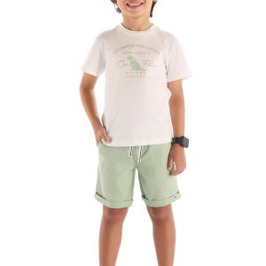 Conjunto Camiseta Bermuda Ajustável Branco