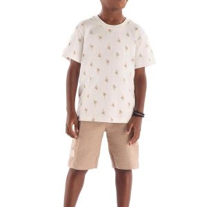 Conjunto Camiseta Estampada Bermuda Quimby Branco