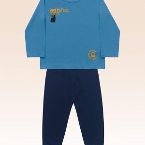 Conjunto Camiseta Manga Longa e Calça Azul