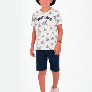 Conjunto Camiseta com Bermuda Bege