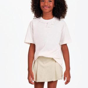 Conjunto Camiseta com Shorts Saia Bege