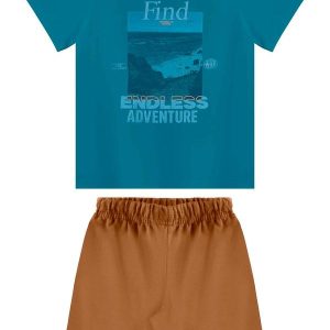 Conjunto Camiseta e Bermuda Menino Azul