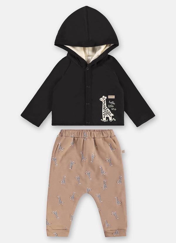 Conjunto Cardigan e Calça Bebê Preto