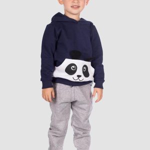 Conjunto Casaco Moletom Panda Menino Azul