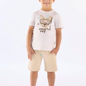 Conjunto Diver Boy Camiseta Bermuda Branco