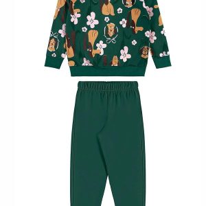 Conjunto Flores e Focinhos Menina Verde