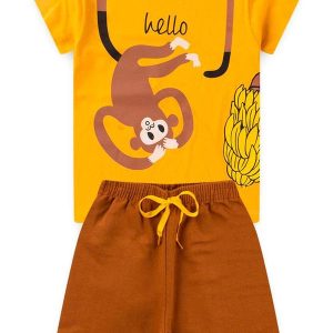 Conjunto Inf. Menino Hello Kangulu Amarelo