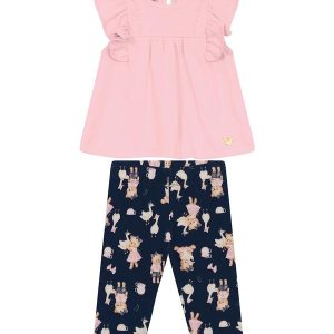 Conjunto Infantil Bata com Legging Rosa
