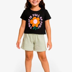 Conjunto Infantil Blusa com Shorts Preto
