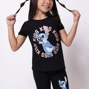 Conjunto Infantil Ciclista Stitch Preto