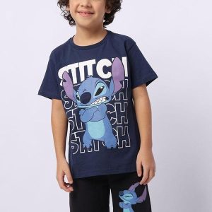 Conjunto Infantil Curto Stitch Marinho