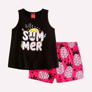 Conjunto Infantil Menina Abacaxi Preto