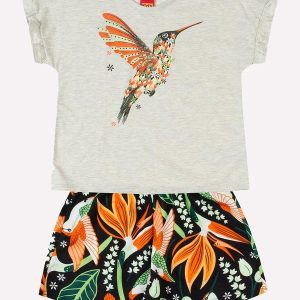 Conjunto Infantil Menina Beija-Flor Cinza