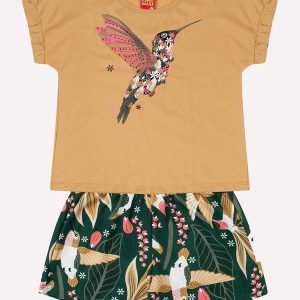 Conjunto Infantil Menina Beija-Flor Marrom