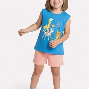 Conjunto Infantil Menina Bichinhos Azul