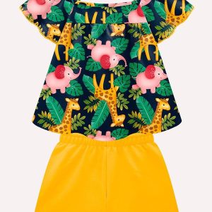 Conjunto Infantil Menina Bichinhos Azul Marinho