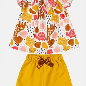 Conjunto Infantil Menina Bichinhos Branco