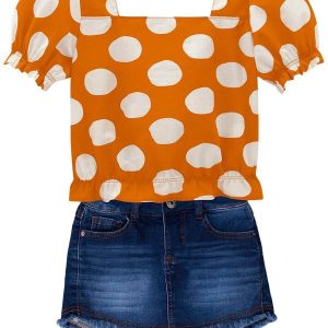 Conjunto Infantil Menina Bolinhas Amarelo
