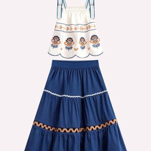 Conjunto Infantil Menina Bordado Off White
