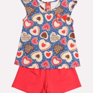 Conjunto Infantil Menina Coração Azul