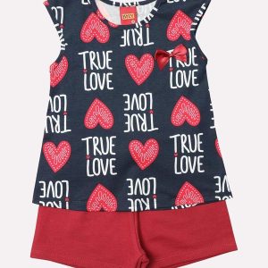 Conjunto Infantil Menina Coração Azul