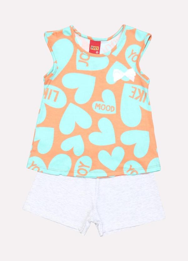 Conjunto Infantil Menina Coração Laranja