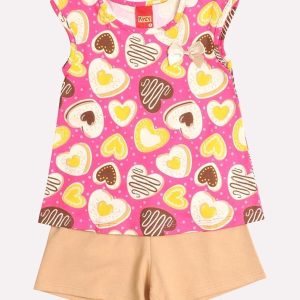 Conjunto Infantil Menina Coração Rosa