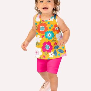 Conjunto Infantil Menina Estampa Amarelo