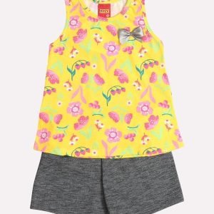 Conjunto Infantil Menina Estampa Frutas Amarelo