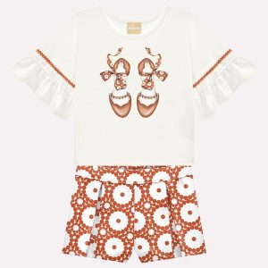 Conjunto Infantil Menina Estampa Milon Bege