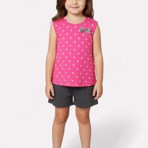 Conjunto Infantil Menina Estampa Poá Rosa
