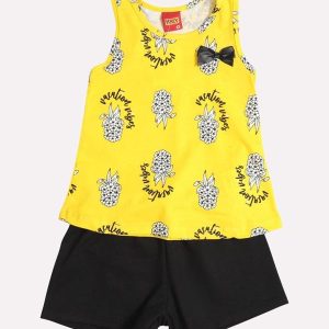 Conjunto Infantil Menina Estampado Amarelo