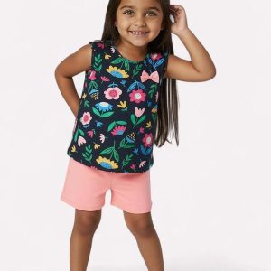 Conjunto Infantil Menina Estampado Azul Marinho
