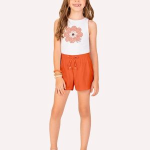 Conjunto Infantil Menina Flor Branco