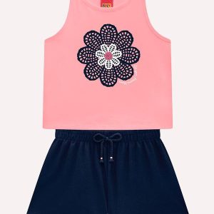 Conjunto Infantil Menina Flor Rosa