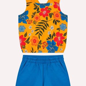 Conjunto Infantil Menina Flores Amarelo