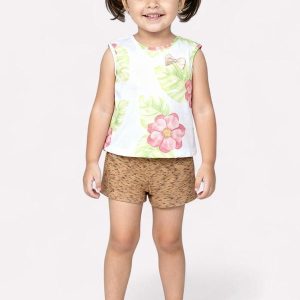 Conjunto Infantil Menina Flores Branco