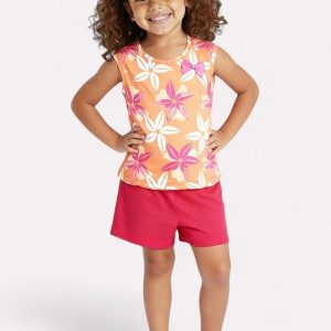 Conjunto Infantil Menina Flores Laranja