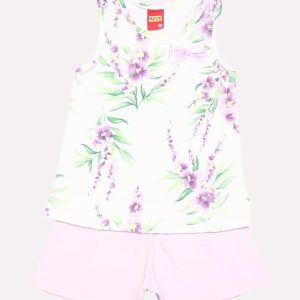 Conjunto Infantil Menina Flores Off White