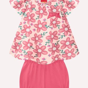 Conjunto Infantil Menina Flores Rosa
