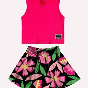 Conjunto Infantil Menina Flores Rosa