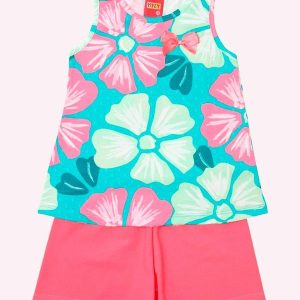 Conjunto Infantil Menina Flores Verde