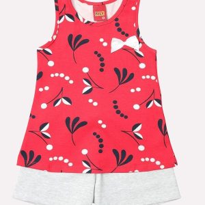Conjunto Infantil Menina Flores Vermelho