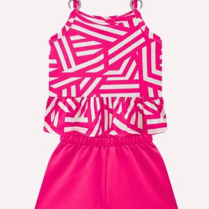 Conjunto Infantil Menina Formas Geométricas Rosa