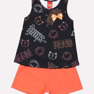 Conjunto Infantil Menina Gatinho Preto
