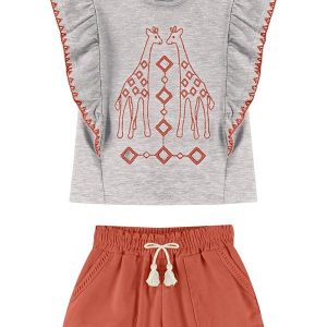 Conjunto Infantil Menina Girafa Cinza