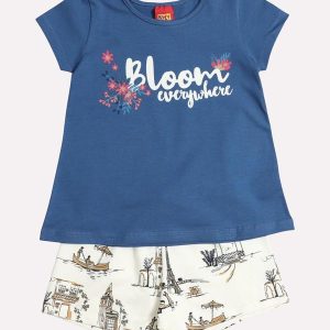 Conjunto Infantil Menina Lettering Azul