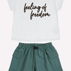 Conjunto Infantil Menina Lettering Branco