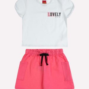 Conjunto Infantil Menina Lettering Branco