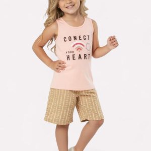 Conjunto Infantil Menina Lettering Laranja